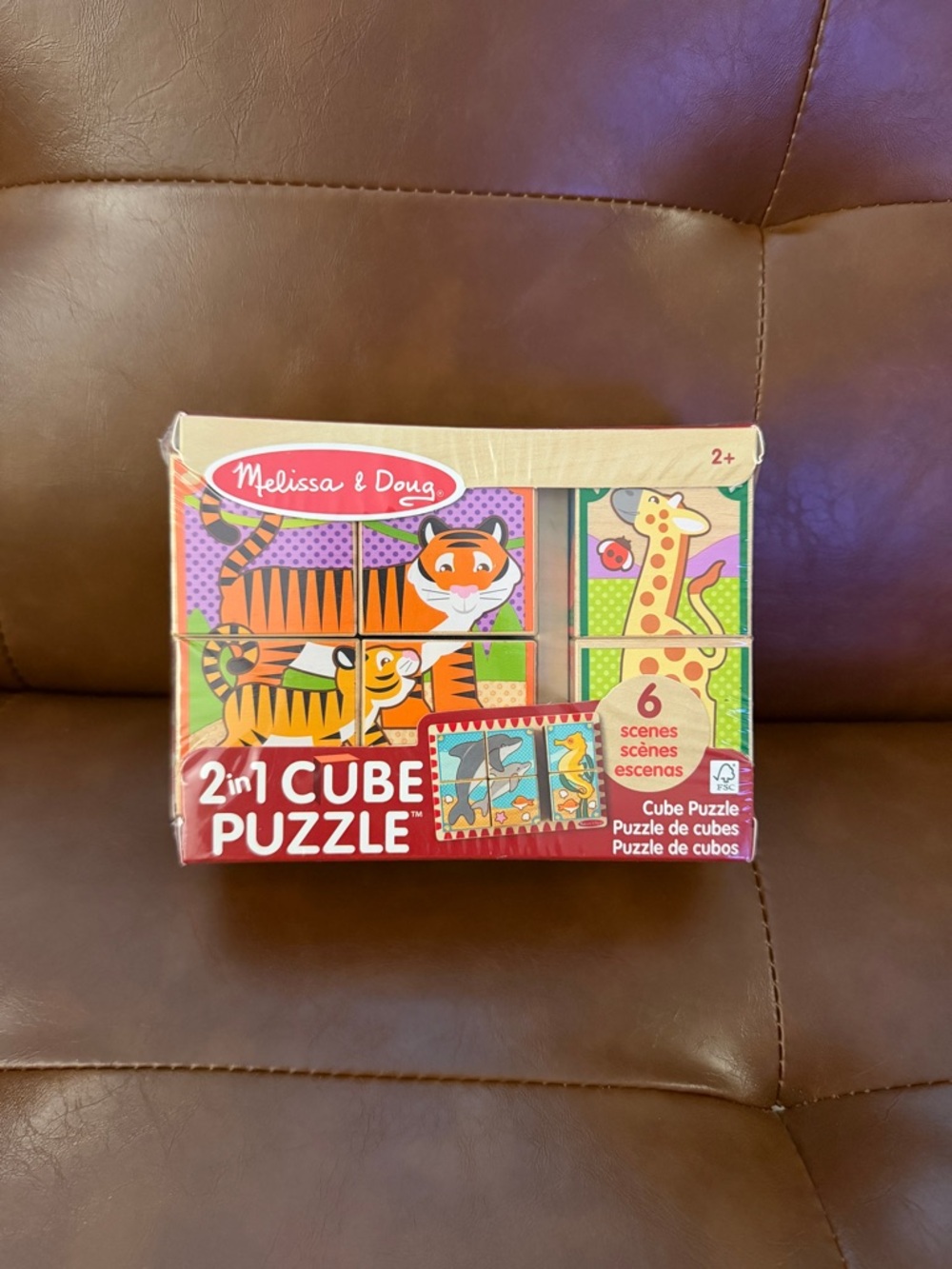 Melissa & Doug 2-in-1 Cube Puzzle - 6 Animal Scenes